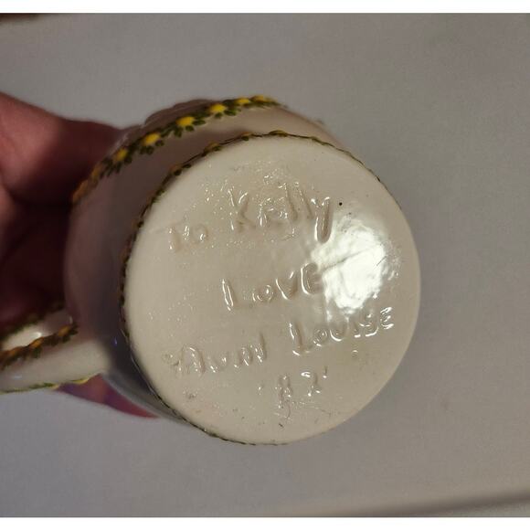 Vintage 1982 Chicken Rabbit Yellow Daisy Flower Coffee Mug Easter Spring - Picture 5 of 11